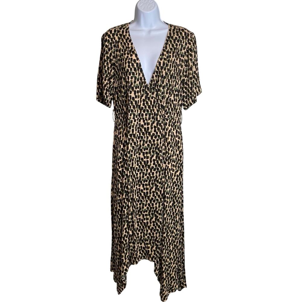 Banana‎ Republic Women's Black Olive V Neck Maxi Dress Size 8 Chic Euro Summer